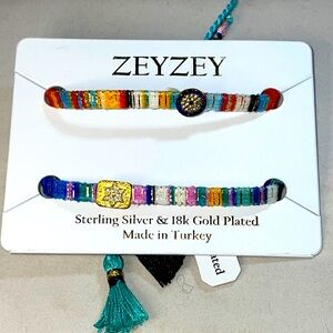 Zeyzey Sterling Silver, Gild Plated, and Thread Bracelets